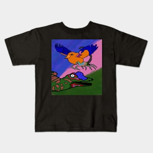 drawing scorpion bird with crocodile Kids T-Shirt